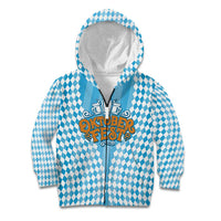 Oktoberfest Kid Hoodie with Beer Glass Illustration Blue White Diamond - Wonder Print Shop