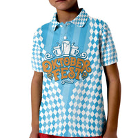 Oktoberfest Kid Polo Shirt with Beer Glass Illustration Blue White Diamond - Wonder Print Shop