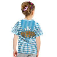 Oktoberfest Kid T Shirt with Beer Glass Illustration Blue White Diamond - Wonder Print Shop