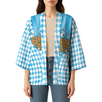 Oktoberfest Kimono with Beer Glass Illustration Blue White Diamond - Wonder Print Shop