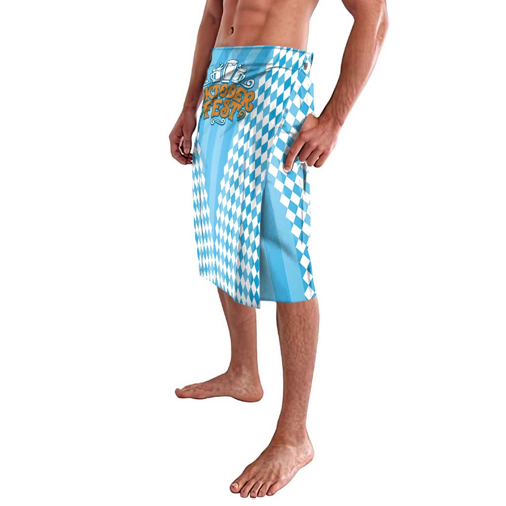 Oktoberfest Lavalava with Beer Glass Illustration Blue White Diamond - Wonder Print Shop