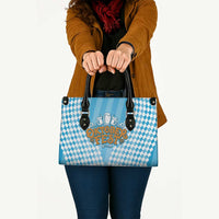 Oktoberfest Leather Bag with Beer Glass Illustration Blue White Diamond - Wonder Print Shop