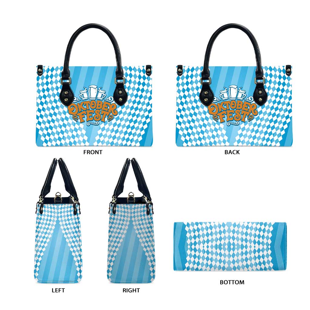 Oktoberfest Leather Bag with Beer Glass Illustration Blue White Diamond - Wonder Print Shop