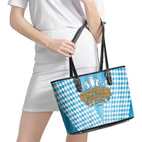Oktoberfest Leather Tote Bag with Beer Glass Illustration Blue White Diamond - Wonder Print Shop