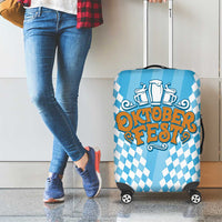 Oktoberfest Luggage Cover with Beer Glass Illustration Blue White Diamond - Wonder Print Shop
