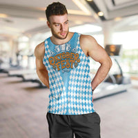 Oktoberfest Men Tank Top with Beer Glass Illustration Blue White Diamond - Wonder Print Shop