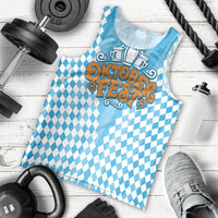 Oktoberfest Men Tank Top with Beer Glass Illustration Blue White Diamond - Wonder Print Shop