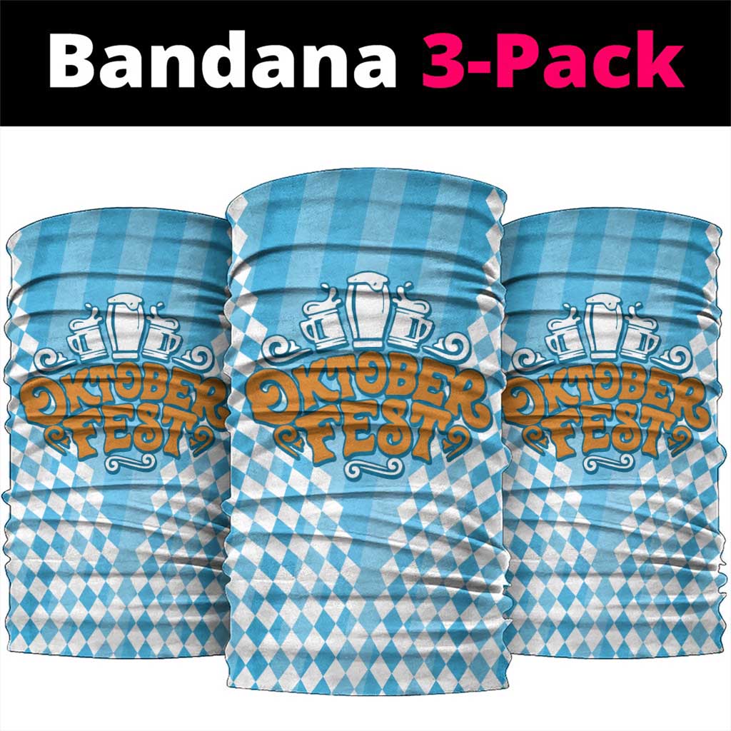 Oktoberfest Neck Gaiter with Beer Glass Illustration Blue White Diamond - Wonder Print Shop