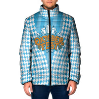 Oktoberfest Padded Jacket with Beer Glass Illustration Blue White Diamond - Wonder Print Shop