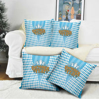 Oktoberfest Pillow Cover with Beer Glass Illustration Blue White Diamond - Wonder Print Shop