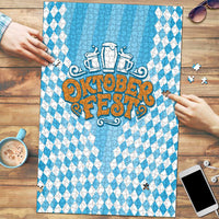 Oktoberfest Puzzle with Beer Glass Illustration Blue White Diamond - Wonder Print Shop