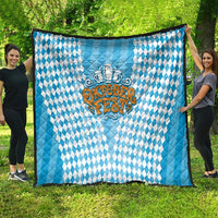 Oktoberfest Quilt with Beer Glass Illustration Blue White Diamond - Wonder Print Shop