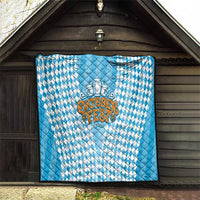 Oktoberfest Quilt with Beer Glass Illustration Blue White Diamond - Wonder Print Shop