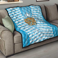 Oktoberfest Quilt with Beer Glass Illustration Blue White Diamond - Wonder Print Shop