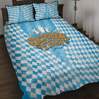 Oktoberfest Quilt Bed Set with Beer Glass Illustration Blue White Diamond - Wonder Print Shop