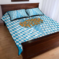 Oktoberfest Quilt Bed Set with Beer Glass Illustration Blue White Diamond - Wonder Print Shop