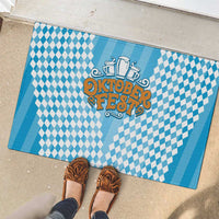 Oktoberfest Rubber Doormat with Beer Glass Illustration Blue White Diamond - Wonder Print Shop