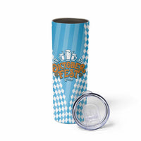 Oktoberfest Skinny Tumbler with Beer Glass Illustration Blue White Diamond - Wonder Print Shop