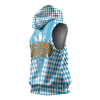 Oktoberfest Sleeveless Hoodie with Beer Glass Illustration Blue White Diamond - Wonder Print Shop