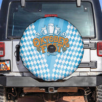 Oktoberfest Spare Tire Cover with Beer Glass Illustration Blue White Diamond - Wonder Print Shop