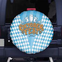 Oktoberfest Spare Tire Cover with Beer Glass Illustration Blue White Diamond - Wonder Print Shop
