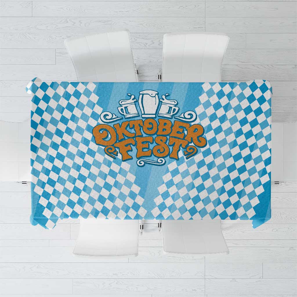 Oktoberfest Tablecloth with Beer Glass Illustration Blue White Diamond - Wonder Print Shop