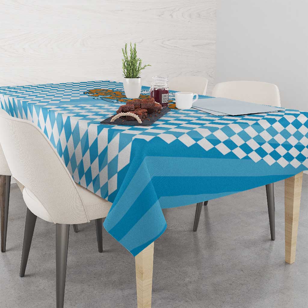Oktoberfest Tablecloth with Beer Glass Illustration Blue White Diamond - Wonder Print Shop
