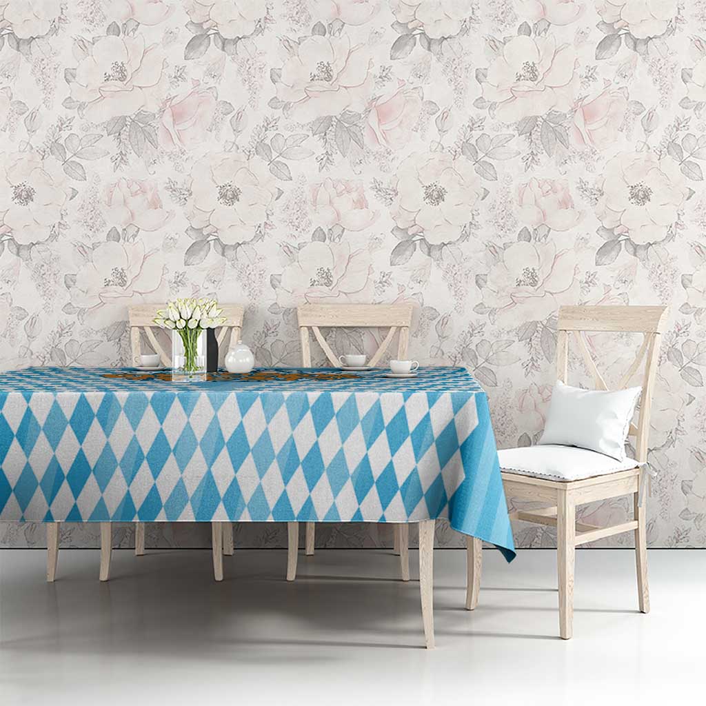 Oktoberfest Tablecloth with Beer Glass Illustration Blue White Diamond - Wonder Print Shop