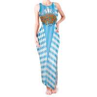 Oktoberfest Tank Maxi Dress with Beer Glass Illustration Blue White Diamond - Wonder Print Shop
