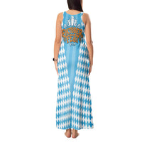 Oktoberfest Tank Maxi Dress with Beer Glass Illustration Blue White Diamond - Wonder Print Shop