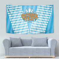 Oktoberfest Tapestry with Beer Glass Illustration Blue White Diamond - Wonder Print Shop