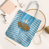 Oktoberfest Tote Bag with Beer Glass Illustration Blue White Diamond - Wonder Print Shop