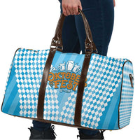 Oktoberfest Travel Bag with Beer Glass Illustration Blue White Diamond - Wonder Print Shop