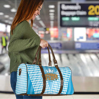 Oktoberfest Travel Bag with Beer Glass Illustration Blue White Diamond - Wonder Print Shop
