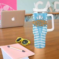 Oktoberfest Tumbler With Handle with Beer Glass Illustration Blue White Diamond - Wonder Print Shop