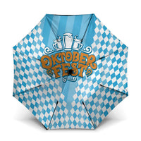 Oktoberfest Umbrella with Beer Glass Illustration Blue White Diamond - Wonder Print Shop