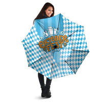 Oktoberfest Umbrella with Beer Glass Illustration Blue White Diamond - Wonder Print Shop