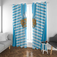 Oktoberfest Window Curtain with Beer Glass Illustration Blue White Diamond - Wonder Print Shop