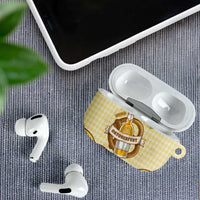 Oktoberfest AirPods Case with Beer Bottle and Pretzel Illustration Beige Diamond - Wonder Print Shop