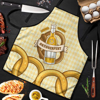 Oktoberfest Apron with Beer Bottle and Pretzel Illustration Beige Diamond - Wonder Print Shop