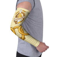 Oktoberfest Arm Sleeves with Beer Bottle and Pretzel Illustration Beige Diamond - Wonder Print Shop
