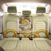 Oktoberfest Back Car Seat Cover with Beer Bottle and Pretzel Illustration Beige Diamond - Wonder Print Shop