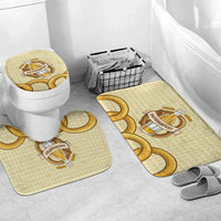 Oktoberfest Bathroom Set with Beer Bottle and Pretzel Illustration Beige Diamond - Wonder Print Shop
