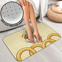 Oktoberfest Bathroom Set with Beer Bottle and Pretzel Illustration Beige Diamond - Wonder Print Shop