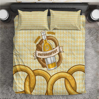 Oktoberfest Bedding Set with Beer Bottle and Pretzel Illustration Beige Diamond - Wonder Print Shop