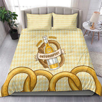 Oktoberfest Bedding Set with Beer Bottle and Pretzel Illustration Beige Diamond - Wonder Print Shop