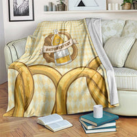 Oktoberfest Blanket with Beer Bottle and Pretzel Illustration Beige Diamond - Wonder Print Shop