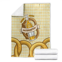 Oktoberfest Blanket with Beer Bottle and Pretzel Illustration Beige Diamond - Wonder Print Shop