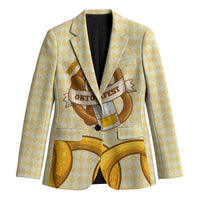 Oktoberfest Blazer with Beer Bottle and Pretzel Illustration Beige Diamond - Wonder Print Shop