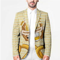 Oktoberfest Blazer with Beer Bottle and Pretzel Illustration Beige Diamond - Wonder Print Shop
